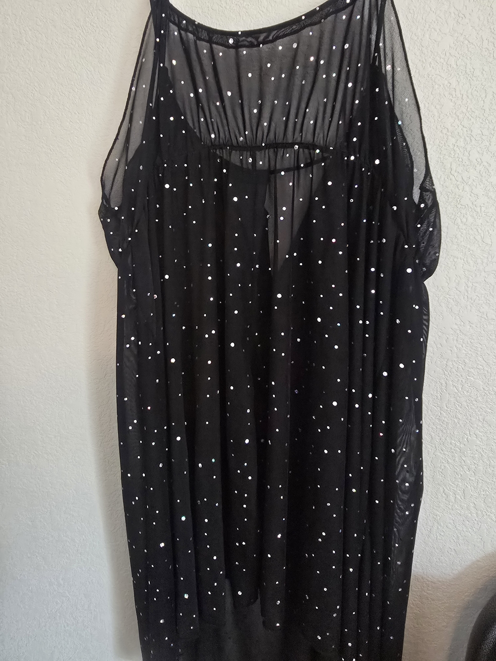 Black Sheer Overlay Dress with Sparkle Details - Brand Unspecified